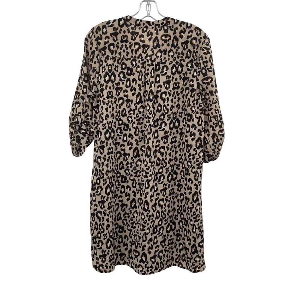 Entro Cheetah Print Shift Dress 3/4 Sleeve V-Neck Multicolor Size Small - Picture 7 of 9